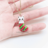 Image 2 of Christmas cat sock necklace