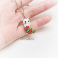 Image 3 of Christmas cat sock necklace