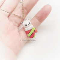 Image 1 of Christmas bear sock necklace