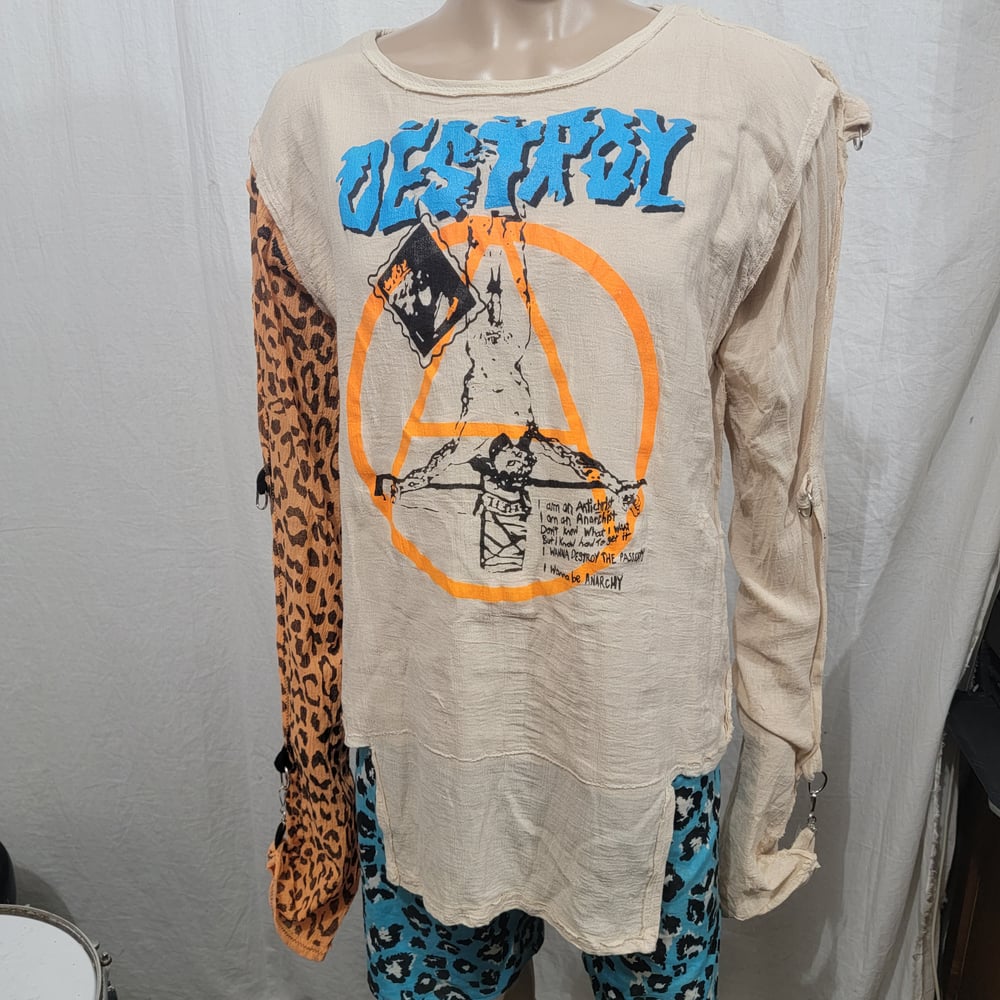 Image of Destroy crucified jesus 1 orange leopard sleeve bondage shirt size Large