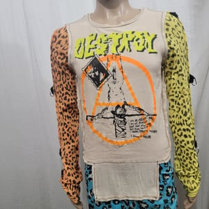 Image of Destroy crucified jesus orange and yellow leopard sleeves size Small