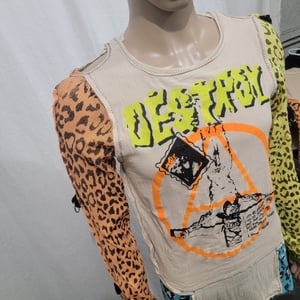 Image of Destroy crucified jesus orange and yellow leopard sleeves size Small