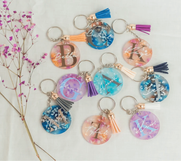 Image of Personalised Flower Petal Acrylic Keyring| Monogram Keychain | Initial | Custom | Gift idea | Bag Ta