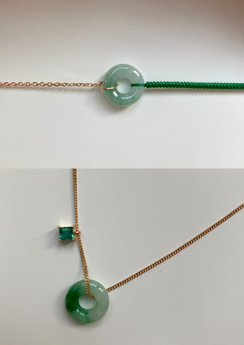 Image of BOX AND CROSS Donut jade necklace series