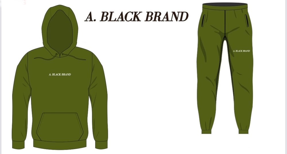 Image of Men's Olive A. Black Brand Sweatsuit