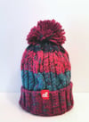 The Last One - Berry Pink/Purple twin layered bobble hat