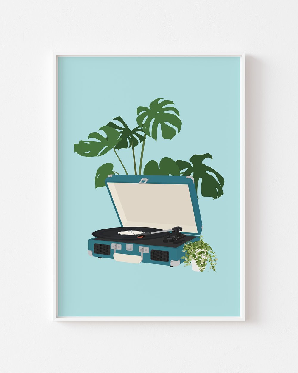 Image of Record Player Houseplant Print