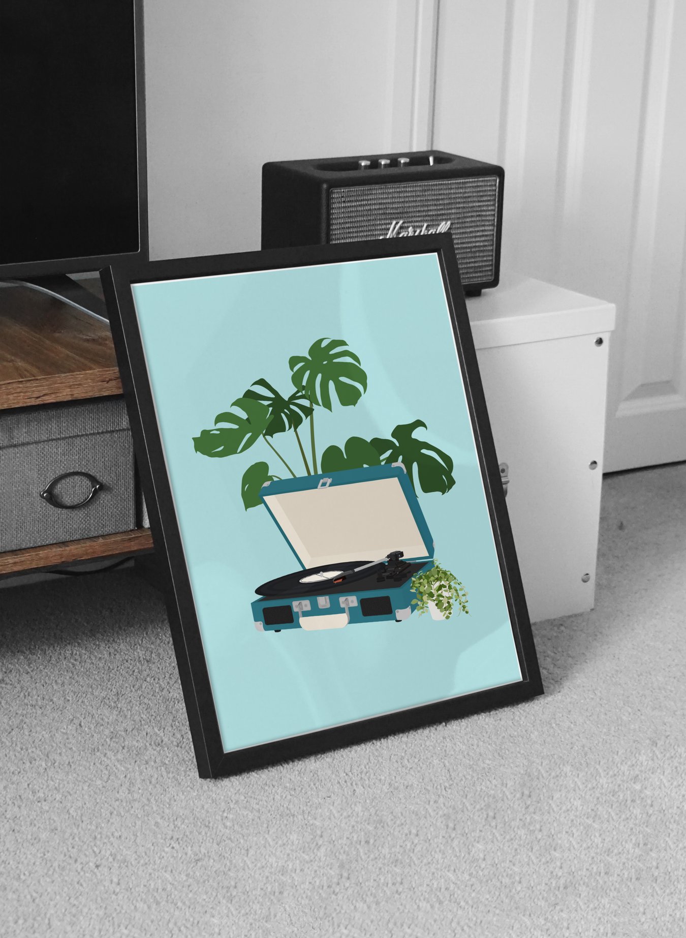 Image of Record Player Houseplant Print