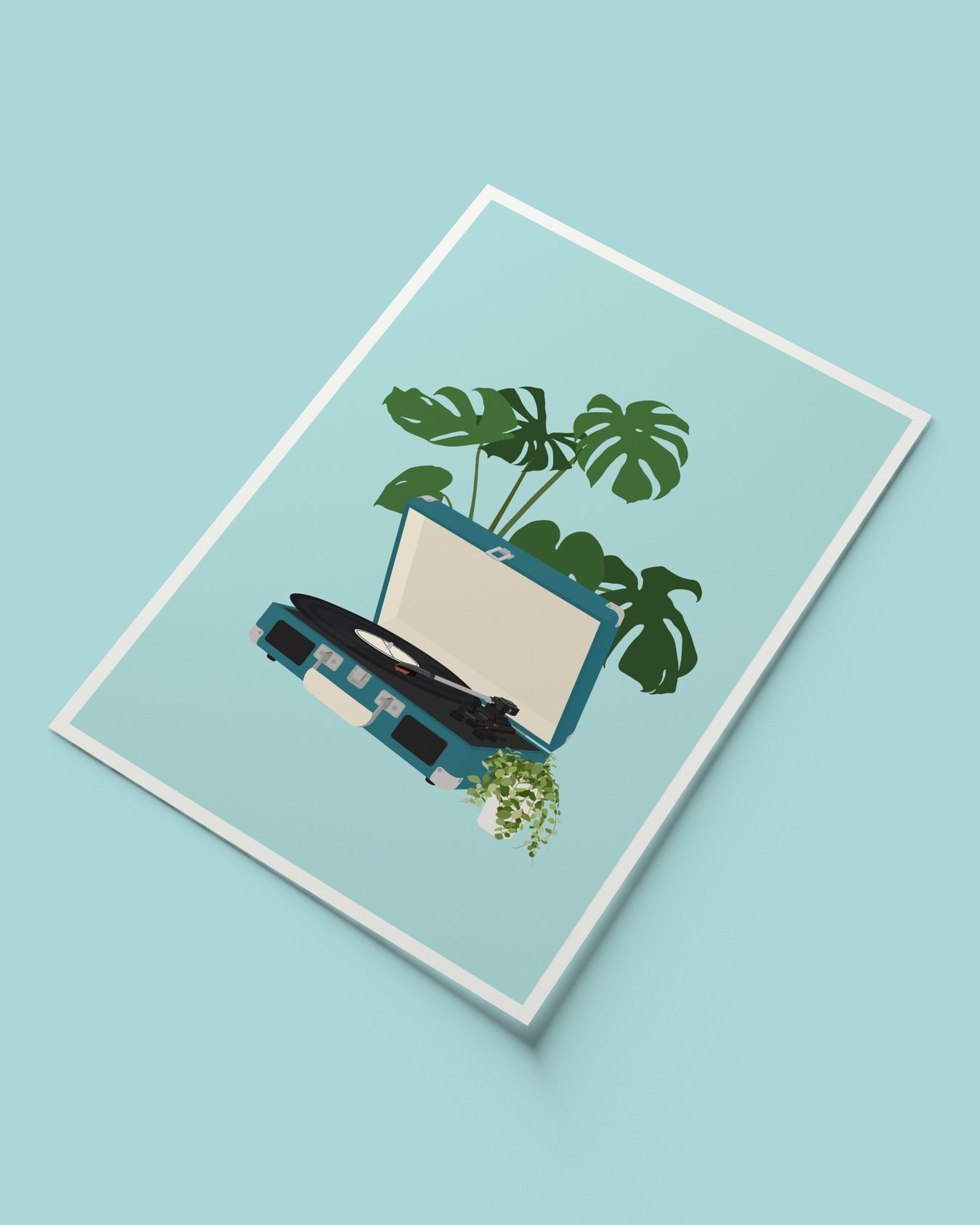 Image of Record Player Houseplant Print