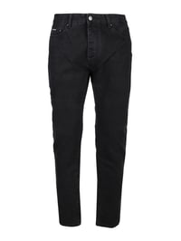 Image 2 of PALM ANGELS LOGO PRINTED DENIM JEANS IN BLACK