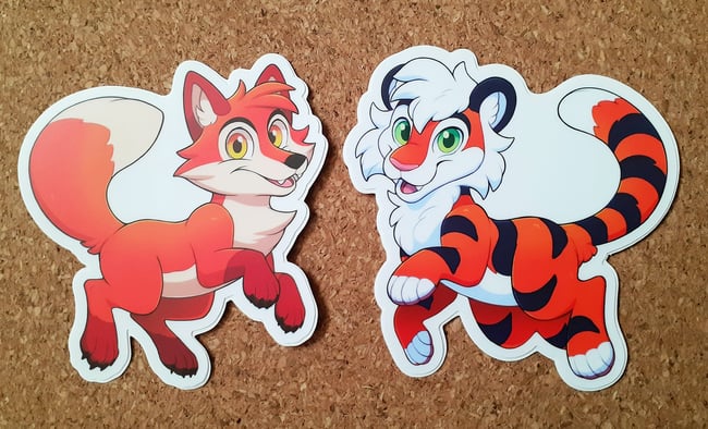 3'' Fox and Tiger Stickers  Dynamo-Deepblue Art & Design - Shop