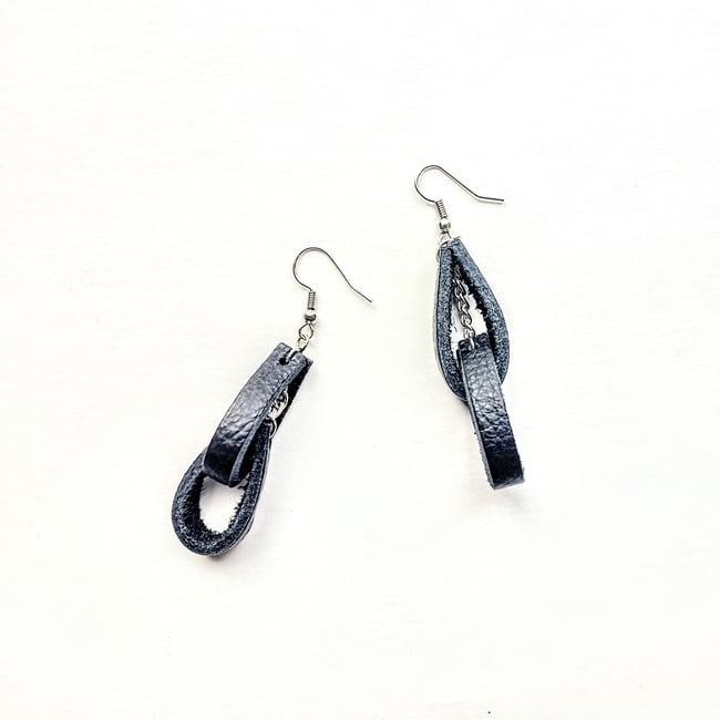 Retro Upcycled Leather Earrings