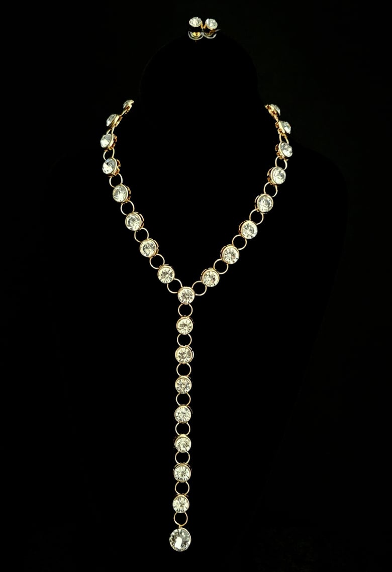 Image of Gold Rhinestone Dressy Necklace Set