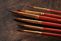Set of 6 pointy paint brushes - sizes 2, 4, 6, 8, 10, 12 - watercolor brushes - high quality paint a