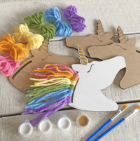 Rainbow Unicorns Kid Craft - Paint and Yarn Included - Pastel or Bright Colors