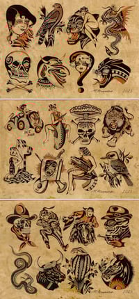 Image 1 of 3x A3 set printed on art paper and coffee stained