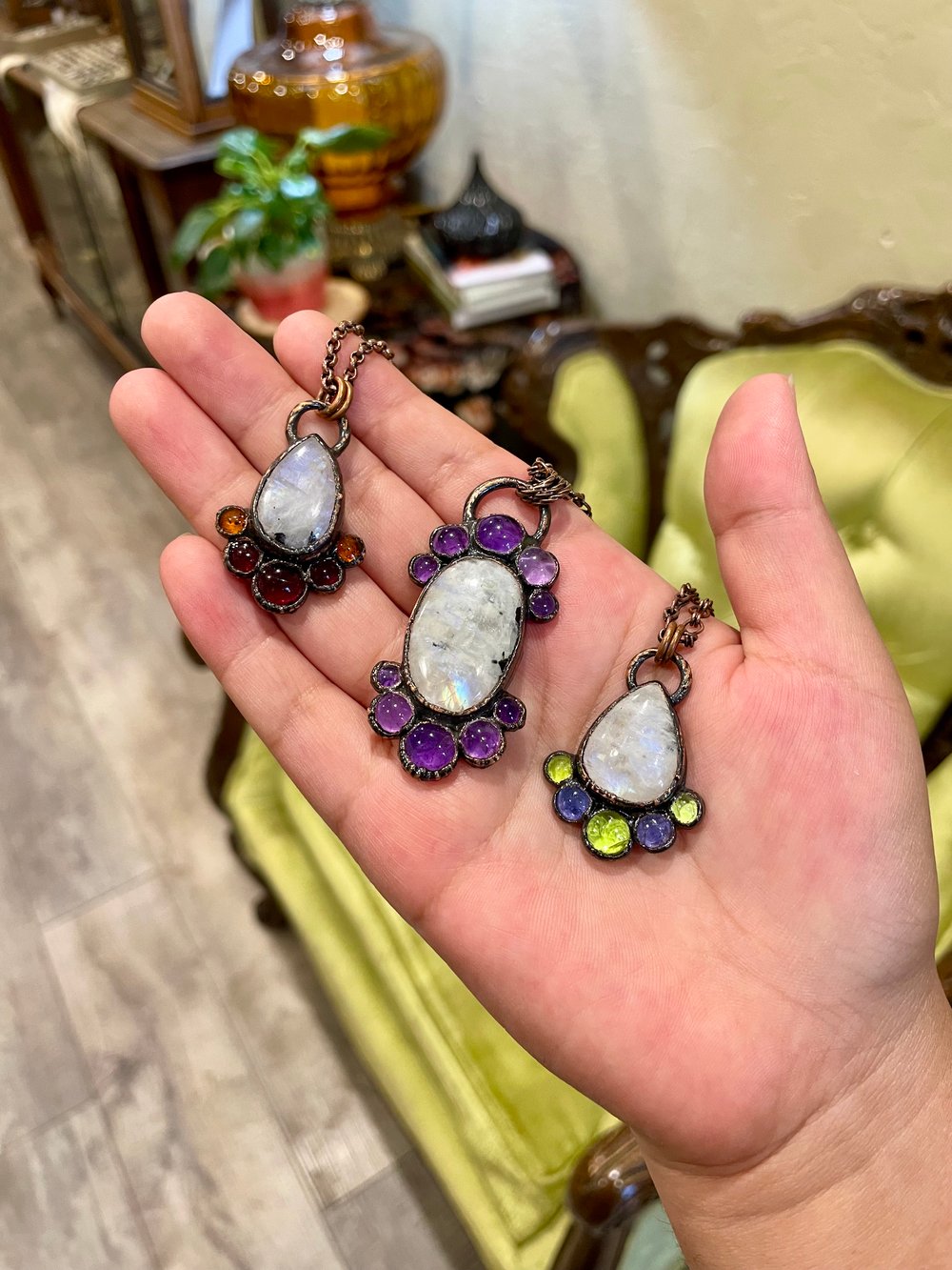 Moonstone and Amethyst Pendant