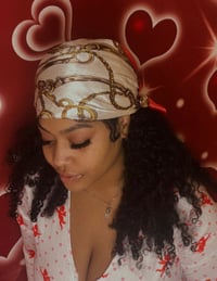 Image 3 of Pink & Brown Silk Head Scarf