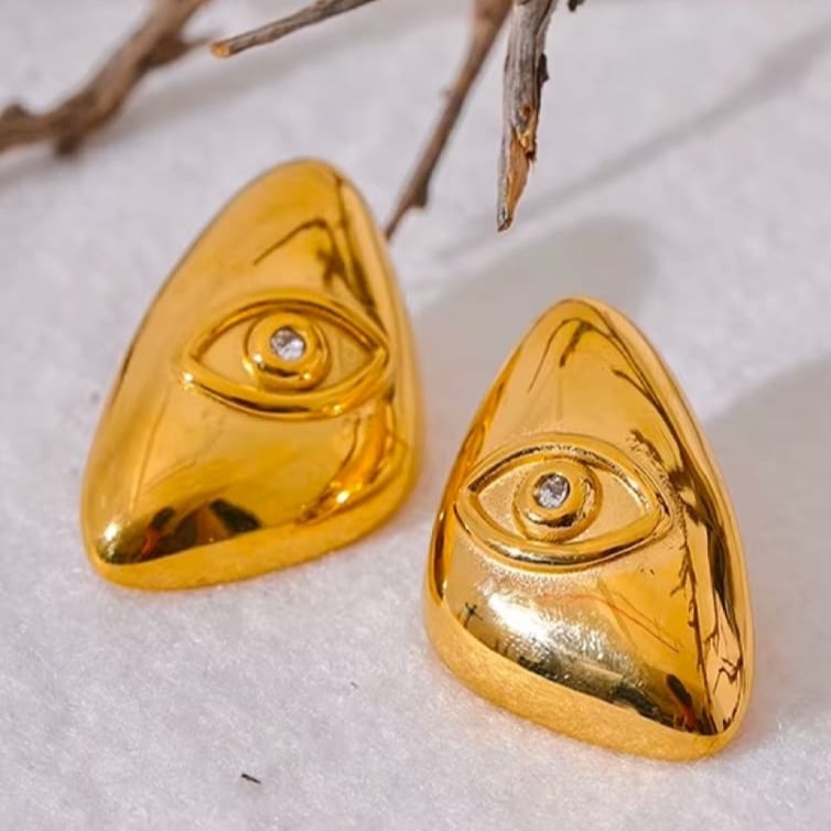 Image of LAIA 18ct Gold Plated Eye Statement Earrings 