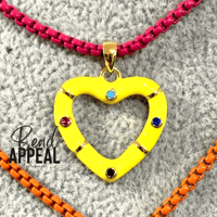 Image 3 of Enamel Box Chaim Necklace w/CZ Enamel Heart Charm