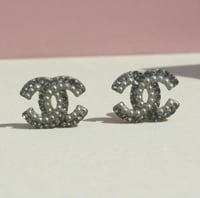 Image 2 of Gold Tone Crystal & Pearl Studs