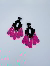 Image 2 of Magenta genuine leather earrings 