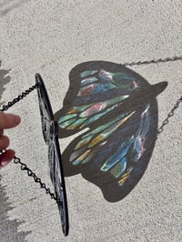 Image 3 of Fremont Glass Blue Monarch Butterfly Stained Glass Suncatcher - Handmade Butterfly Window Art