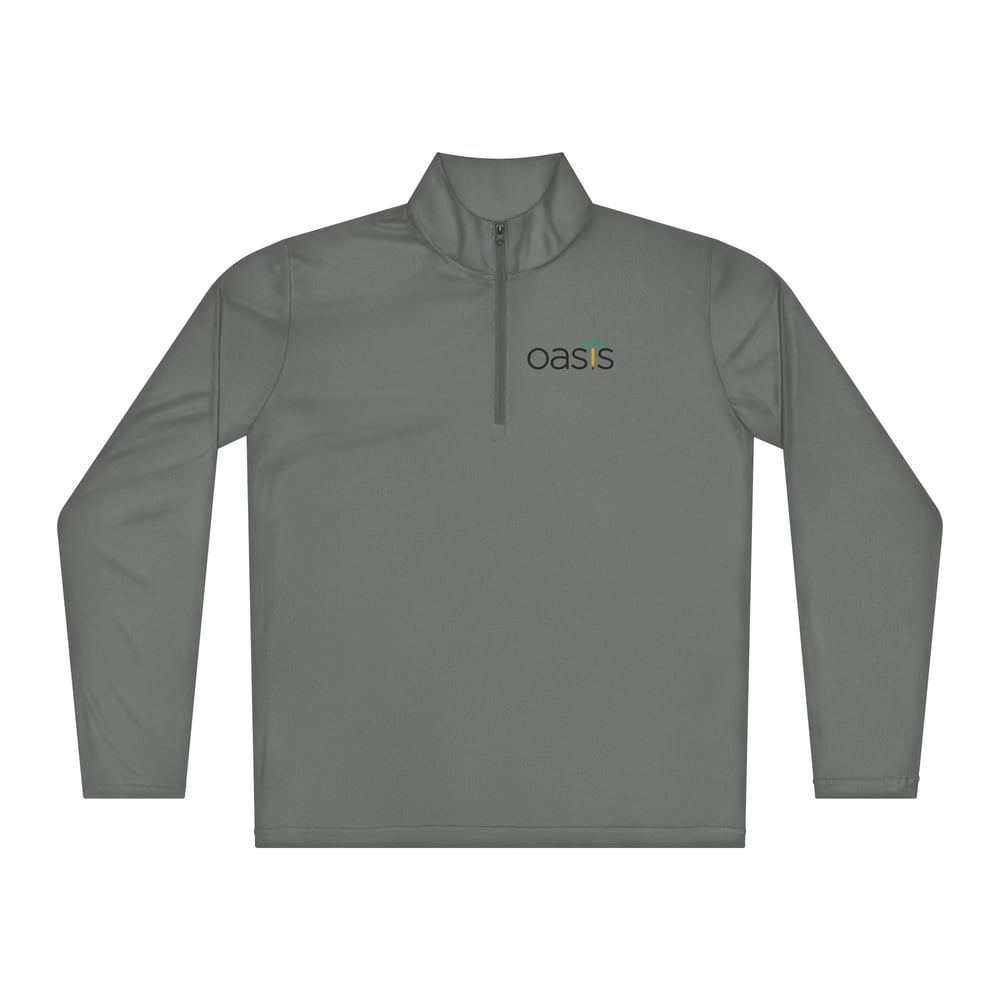 OASIS Quarter Zip - Gray and White