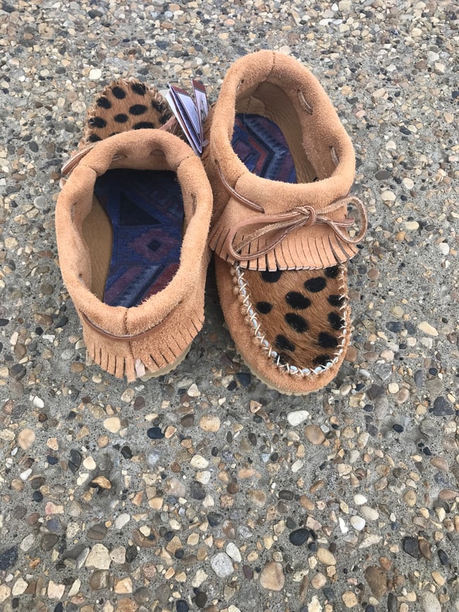 Short Roughout Moosehide Cheetah Women’s Moccasin
