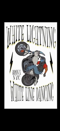 Image 2 of WL -Tee  Shirt  BRONX oval on front  color FXR motorcycle on back White Tee -Small to  3X  White 