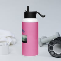 Image 3 of Stainless steel water bottle with a straw lid (light pink Psalms 9;11)