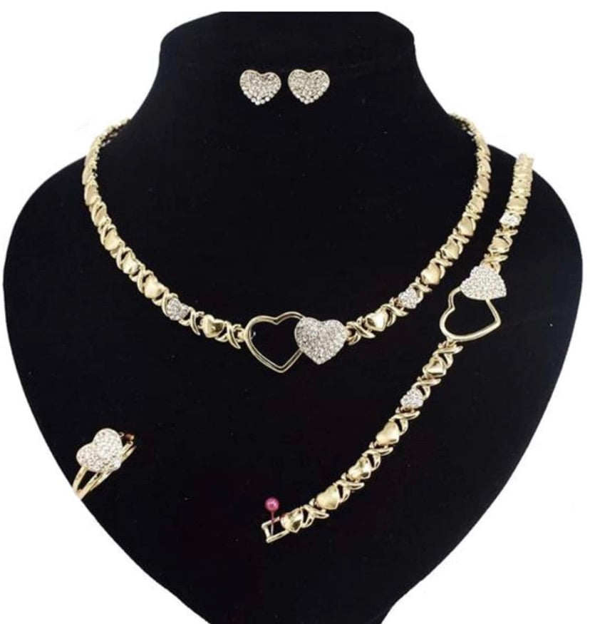 Image of Hugs and Kisses Necklace Set real 18k gold plated