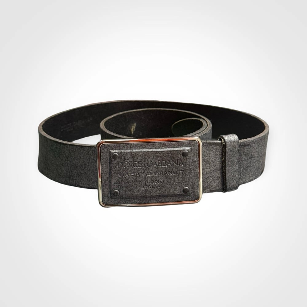 Image of Dolce & Gabbana Leather Plaque Belt