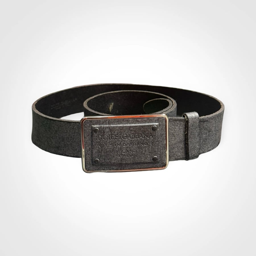Image of Dolce & Gabbana Leather Plaque Belt