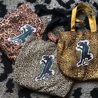 Image 12 of Leopard print panther patch large shoulder bag