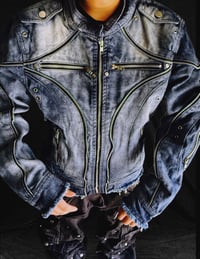 Image 5 of AW25 ‘Vake’ Pigmented Denim Moto Jacket 