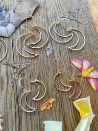 Image 10 of Small Hammered Crescent Moon Earrings