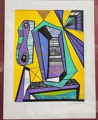 Image 3 of 70s Leo Russell Geometric Abstract Serigraph