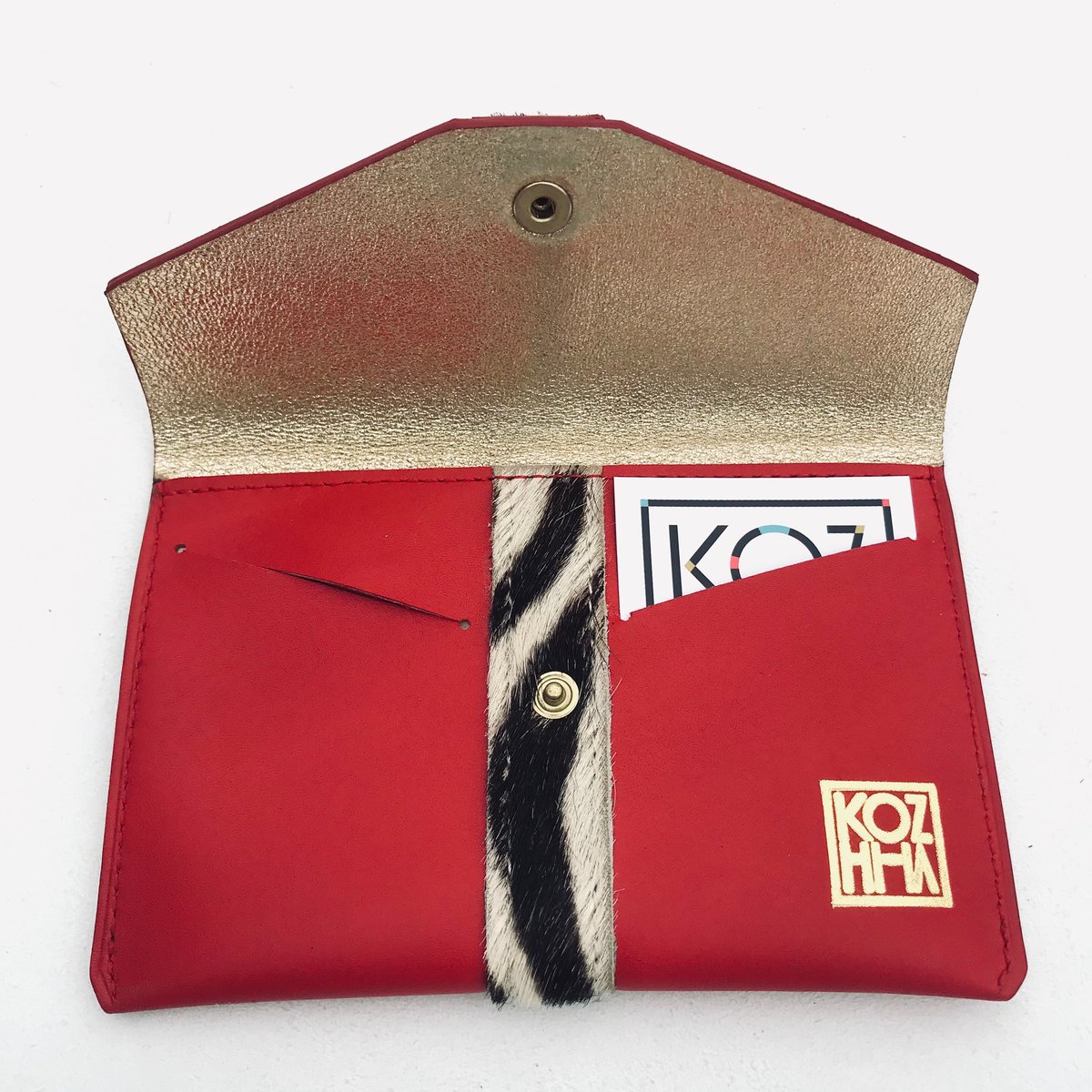 Pochette Porte carte Rouge Vif et Zèbre Modèle ZITA