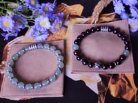 Image 5 of Dark Red Garnet & Green Aventurine 2pc Stacked Bracelet Set