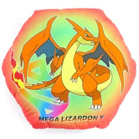 Image 1 of Pokemon Print Cushion - Mega Charizard X & Mega Charizard Y