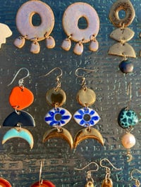 Image 3 of EVIL EYE EARRINGS - COBALT + GOLD (round)