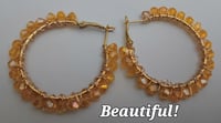 Gold Hoops Wrapped in Yellow  Beads