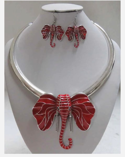 Image of Red Elephant Necklace 