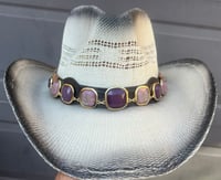 Image 1 of 2 Tone Cream/Black Cowboy Hat Lavender Stone Band 