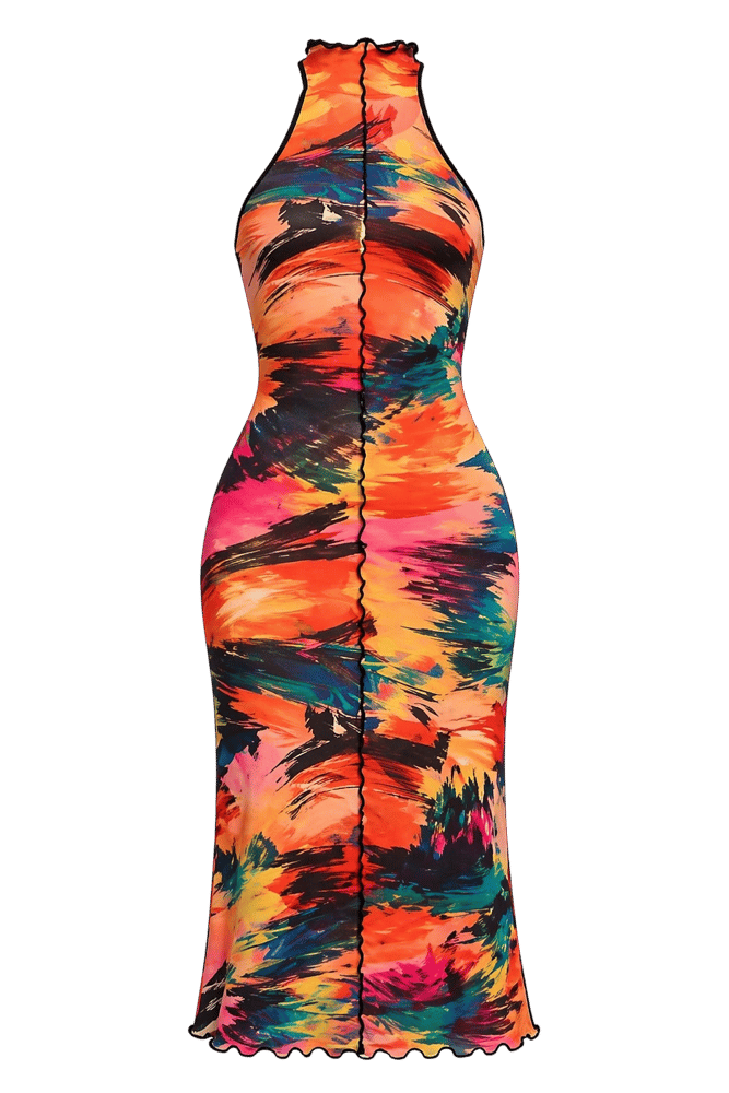 Image of The Marjorie Dress in Tropic Guava