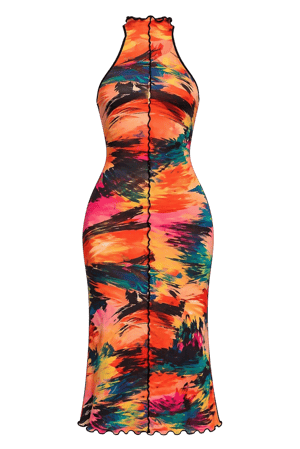 Image of The Marjorie Dress in Tropic Guava