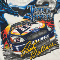 Image 4 of 90s Rusty Wallace "Track Slayer" Blue AOP Size Large 24.5x30.5 (Fits XL)