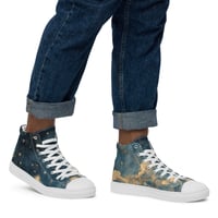 Image 1 of Celestial Night Sky Stars and Clouds Painting Men's High Top Canvas Shoes 