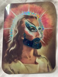 The Higher the Eyebrow Arch the Closer to God - Glitter Stock Vinyl Sticker 4”x3”